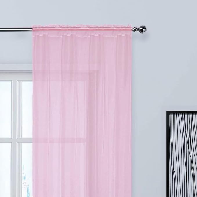 SpaceDresser Sheer Voile Window Treatment Rod Pocket Curtain Panels - Image 4