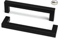 goldenwarm 200 Pack 5 Inch Black Cabinet Handles Matte Black Drawer Pulls Stainless Steel Cabinets Hardware Square Bar Modern for Kitchen Bathroom Cupboard