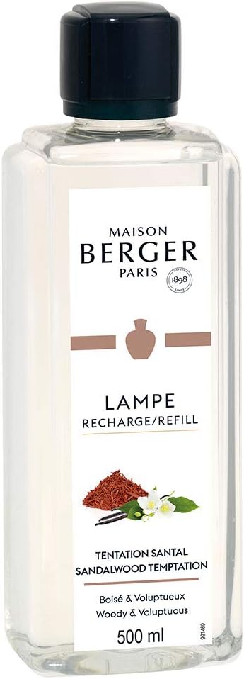 MAISON BERGER - Sandalwood Temptation Lampe Berger Fragrance Refill for Home Fragrance Oil Diffuser - 16.9 Fluid Ounces - 500 milliliters