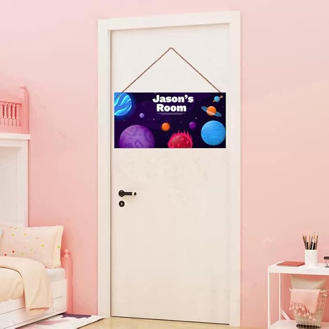 Personalized Sign Stars Sign Solar System Art Décor For Kids Room Custom Name Nursery Door Wall Decor, Outer Space Theme Art Plate For Boys Room Baby Girls Bedroom