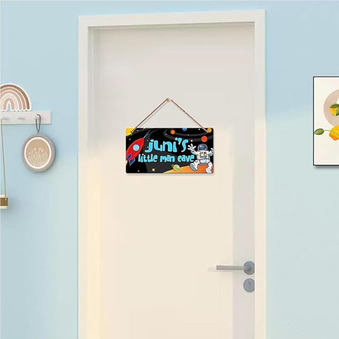 Personalized Name Space Decor, Custom Space Themed Bedroom Decor, Space Room Decor for Boys, Outer Space Wall Decor, Wooden Astronaut Decor Sign, Hanging Boys Room Decor, Kids Playroom Decor