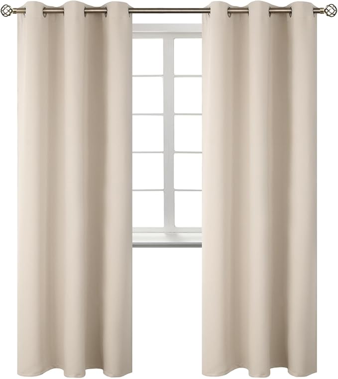 BGment Blackout Curtains - Grommet Thermal Insulated Room Darkening Bedroom and Living Room Curtains, Set of 2 Panels (38 x 84 Inch, Champagne)