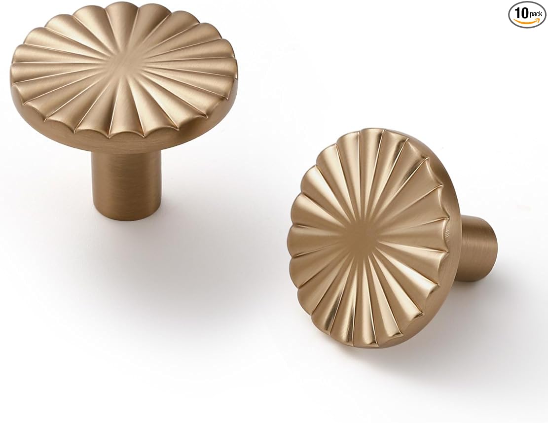 10 Pack Champagne Bronze Cabinet Knobs Flat Drawer Pulls Kitchen Cupboard Bathroom Dresser Cabinet Hardware Handles Zinc Alloy