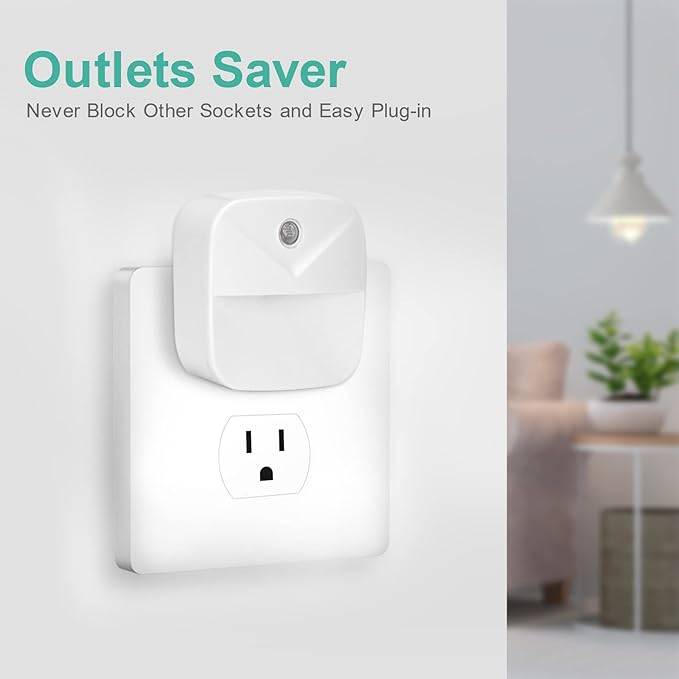 6 Pack Night Light Plug in, Warm White LED Nightlights with Smart Dusk to Dawn Sensor, Plug into Wall Nightlights Suitable for Bedroom, Bathroom, Hallway, Kitchen, Stairs, Kids, Adults, Kids Room