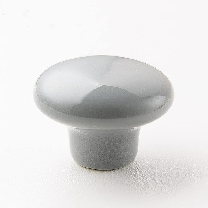 HUAMULAN 15PCS Glossy Ceramic Knobs Button Round Mushroom Cabinet Dresser Vintage Pulls Door Handles Cupboard Wardrobe Drawer, Dia. 1.5 inch 38mm, Gray