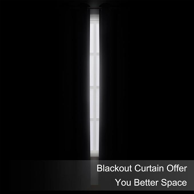 Blackout Curtains 52 x 90 Inch Long Grey Curtains Set of 2 Panels Room - Image 3