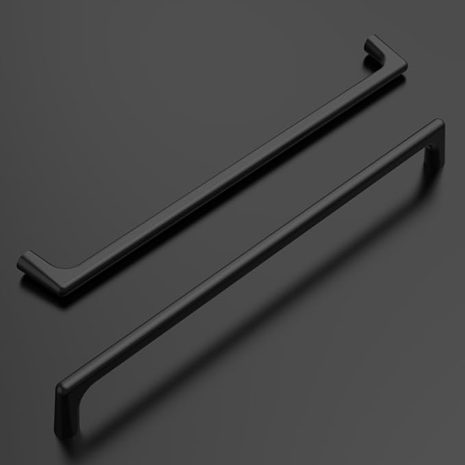 Amerdeco 10 Pack Matte Black Cabinet Pulls 12.5 Inch(320MM) Hole Centers Kitchen Cabinet Handles Hardware Kitchen Handles for Cabinets Cupboard Handles Drawer Pulls ZH0041