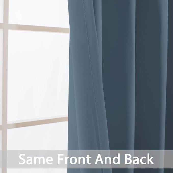 Yakamok Stone Blue Room Darkening Curtains 84 inch Sliding Door Drapes | 1 - Image 4