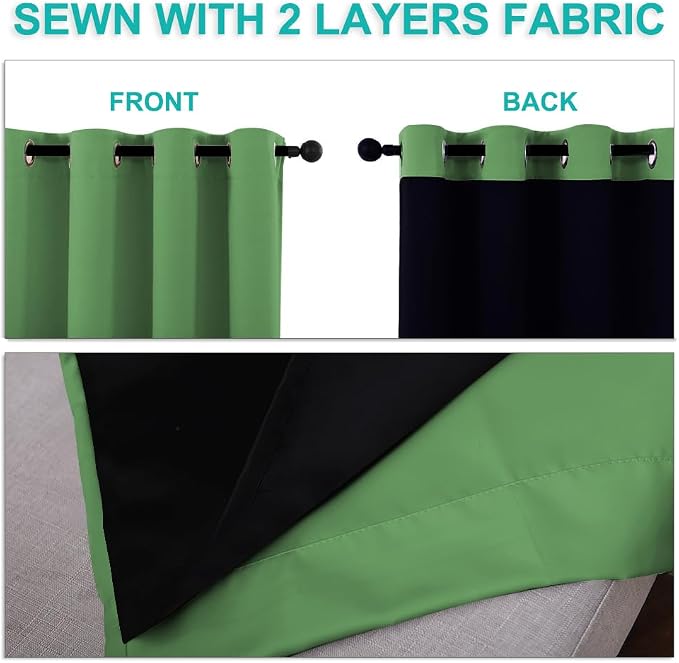 NICETOWN Full Shading Curtains for Windows, Forest Green, 52 inches W x 95 - Image 5
