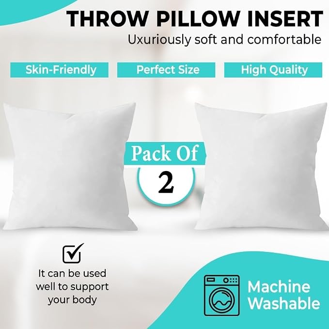 QUBA LINEN Throw Pillow Inserts, 22x22 Inches - Image 8