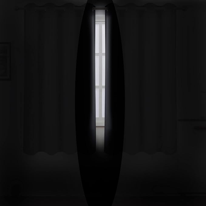 Black Thermal Blackout Curtains/52 x 72 Inch/Set of 2 Panels Room Darkening - Image 3