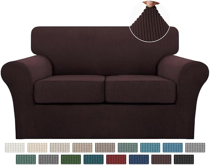 Turquoize 3 Piece Sofa Covers for 2 Cushion Couch Sofa Slipcover Soft Couch by Turquoize