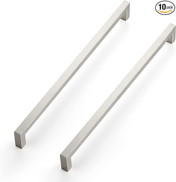 Ravinte 10 Pack 12-3/5 Inch Kitchen Square Cabinet Handles Satin Nickel Pulls Brushed Nickel Kitchen Cabinet Hardware Handles for Cupboard Drawer Pulls