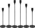 Matte Black Candlestick Holders, Set of 6 Candle Holders for 3/4" Taper Candles&Led Modern Metal Candle Stands Decorative Table Centerpieces for Wedding Party Church,Decorative Fitting