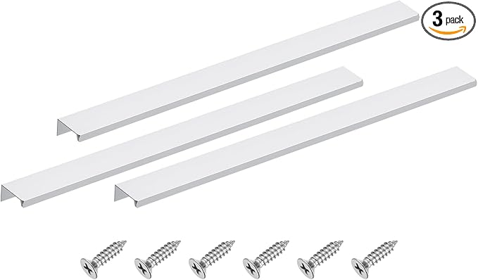 uxcell Cabinet Finger Edge Pull, 3pcs 400mm / 15.75" Aluminum Alloy Back Mount Hidden Cabinet Pulls Concealed Handle for Home Kitchen Drawer Cabinet, Silver