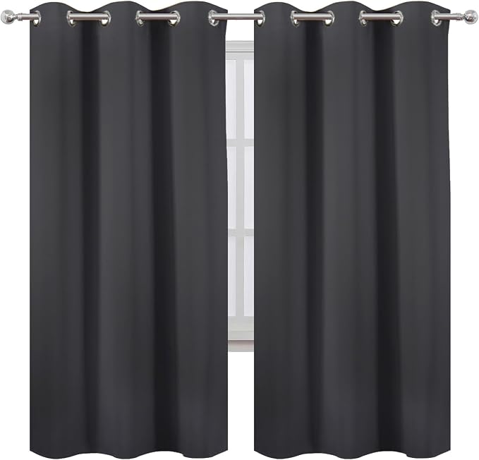 Dark Grey Thermal Blackout Curtains/42 x 72 Inch/Set of 2 Panels Room Darkening - Image 2