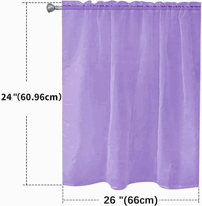 SpaceDresser Basic Rod Pocket Sheer Voile Window Curtain Panels Lavender 1 Pair - Image 2