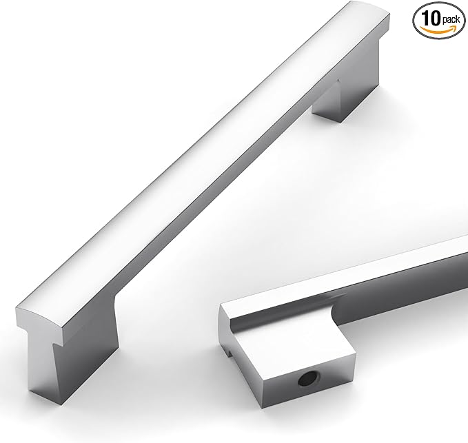 Asidrama 10 Pack 5 Inch(128mm) Polished Chrome Kitchen Cabinet Handles, Cabinet Pulls Kitchen Cabinet Hardware for Cupboard Drawer Pulls