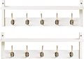 YMYNY Coat Rack Shelf Wall Mounted, Coat Hooks Set of 2, Entryway Coat Hanger with 10 Hooks, 47.2" Wall Floating Shelf with Hat Rack, for Kitchen, Bedroom, Bathroom, White HWS004W-2