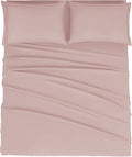 Mejoroom Queen Size Sheet Set - Hotel Luxury 1800 Bedding Sheets & Pillowcases - Deep Pocket Fitted Sheet, Soft, Breathable, Wrinkle & Fade Resistant - 4 Piece (Queen, Dusty Pink)