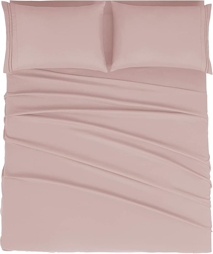 Mejoroom California King Size Sheet Set - Soft Microfiber Bed Sheets,Deep Pocket Fitted Sheet, Breathable, Wrinkle & Fade Resistant - 4 Piece (California King,Dusty Pink)