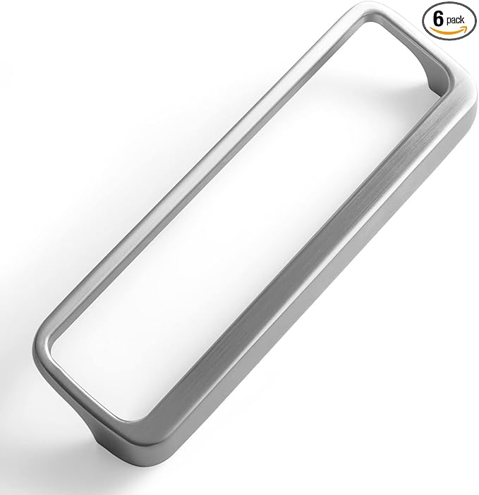 Goo-Ki Brushed Nickel Cabinet Pulls with 5'' Hole Center(128mm),Modern Zinc Alloy Drawer Pulls for Drawer,Wardrobe,Cupboard,6 Pack