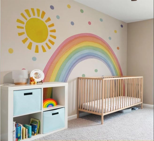 Large Rainbow Wall Decals – Removable Peel and Stick Décor for Kids Room, Playroom, Nursery Walls, and Bedroom Wall Décor - Wall Sticker (88" W x 47" H)