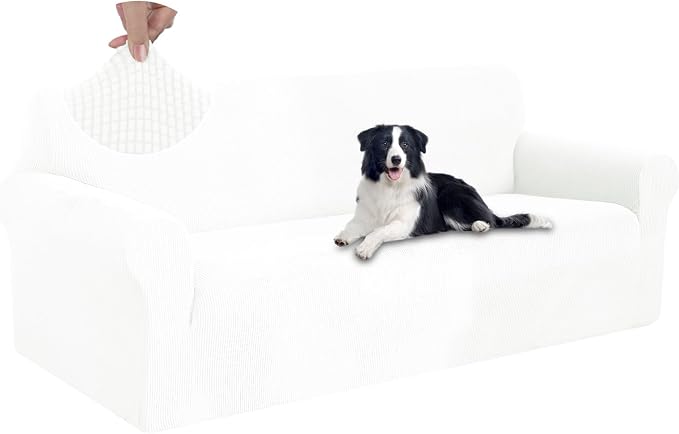 U-NICE HOME Oversized Stretch Couch Cover Slipcover, Ivory White | 3 Cushion by U-NICEHOME