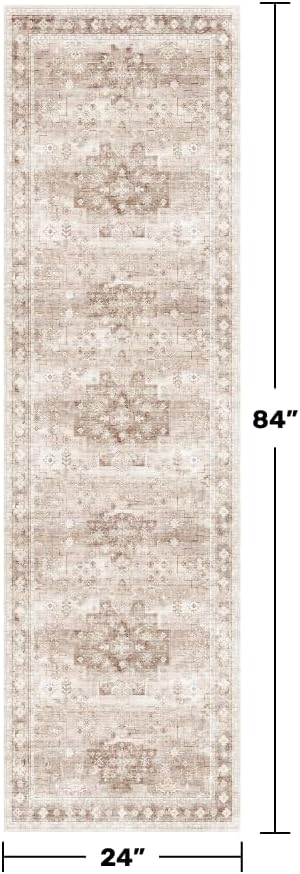 Boho 2x7 Long Runner, Neutral Farmhouse Hallway Rug, Small Throw Runners - Image 2