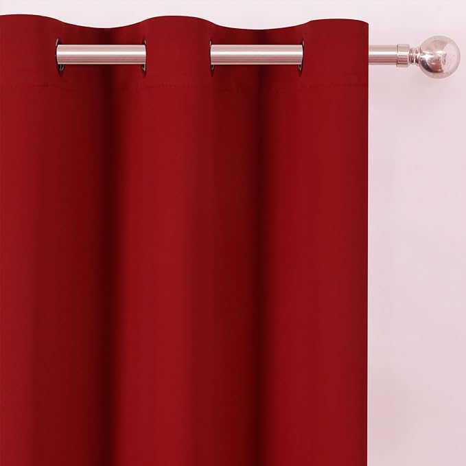 Blackout Curtains 66 x 54 Inch Long Red Curtains Set of 2 Panels Room Darkening - Image 6