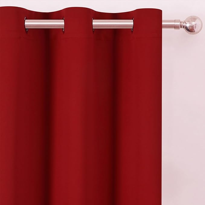 Blackout Curtains 52 x 120 Inch Long Red Curtains Set of 2 Panels Room - Image 6