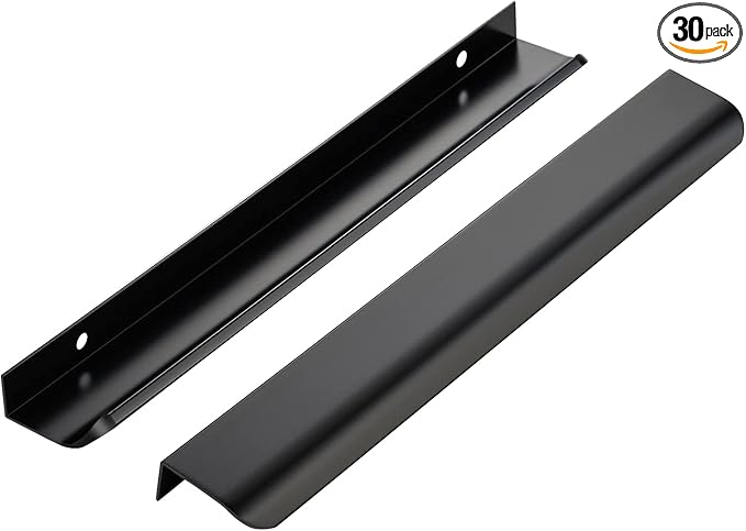 Ravinte Hardware 30 Pack Black Cabinet Handles, 11.8 Inch (300mm) Finger Edge Pulls, 8.8 Inch Hole Center, Finger Pulls for Cabinets