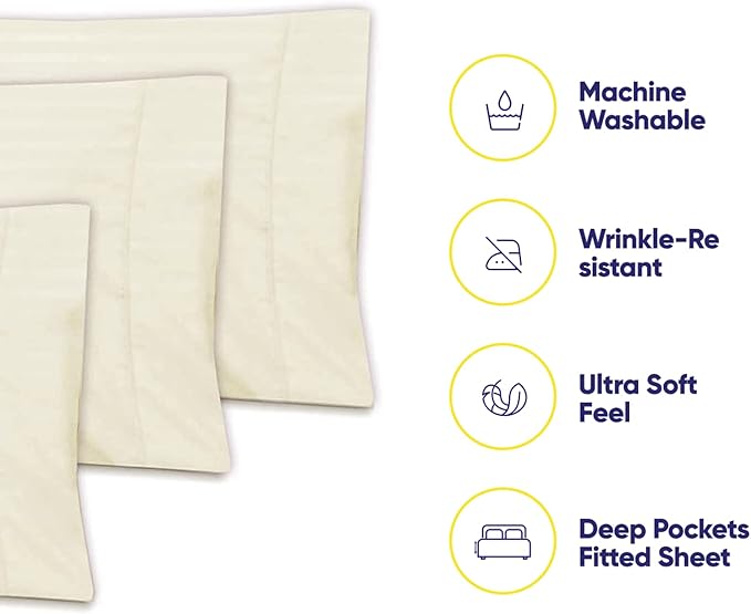 Full Size Bed Sheets - 6 Piece 1500 Supreme Collection Fine Brushed Microfiber Deep Pocket Full Sheet Set Bedding - 2 Extra Pillow Cases, Great Value, Full, Dobby Beige