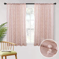 MYSKY HOME Pom Pom Pink Sheer Curtains for Bedroom Girls Room Dusty Rose Curtains 63 inch Length for Nursery Kids Light Filtering Boho Window Drapes, Rod Pocket, 38" Wide, 2 Panels