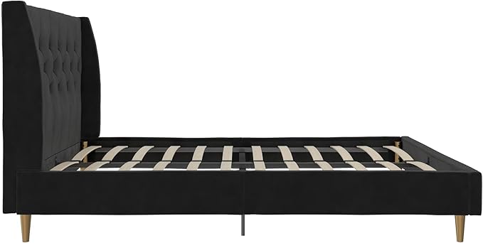 Novogratz The Her Majesty Upholstered Bed, Queen, Black Velvet