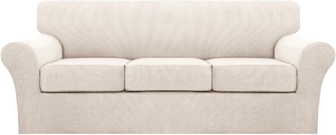 Turquoize 4 Piece Sofa Covers for 3 Cushion Couch Sofa Slipcover Soft Couch by Turquoize