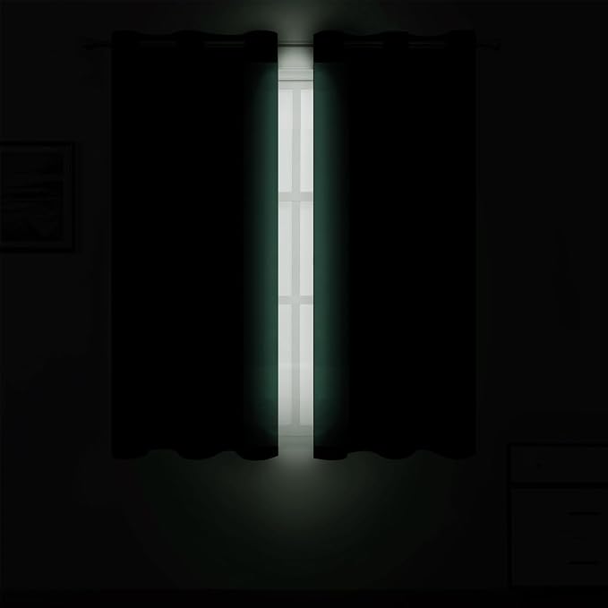 Blackout Curtains 66 x 54 Inch Long Dark Green Curtains Set of 2 Panels Room - Image 3