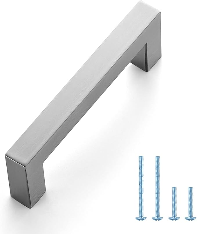 Ravinte 1 Pack Brushed Nickel Kitchen Cabinet Handles 3-1/2 Inch Cabinet Pulls Square Kitchen Hardware for Cabinet Drawer Pulls Drawer Handles Come with Screwdriver