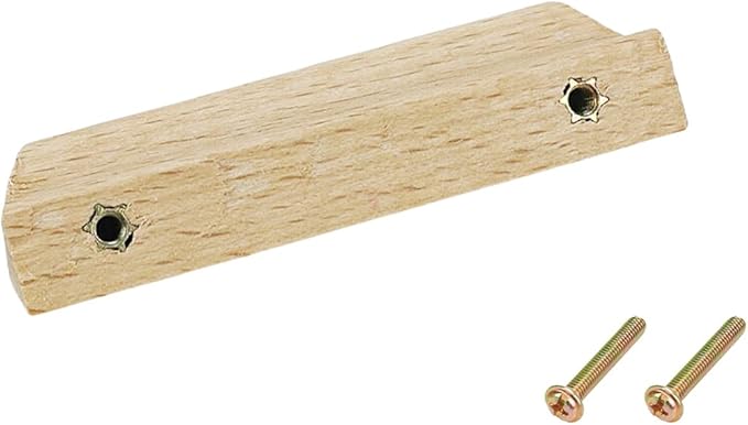 2Pcs Unfinished Wood Solid Furniture Pulls Handles,Unfinished Unpainted Paintable Wooden Handles Cupboard Closet Drawer Handle Pull,Length 3.54",Hole Dis.2.52"