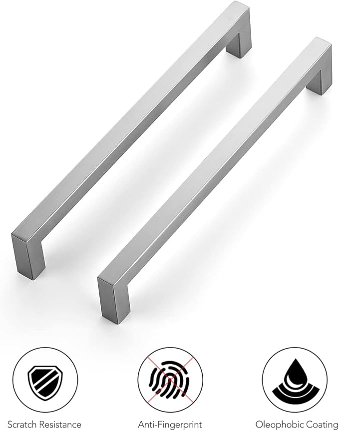 Ravinte 20 Pack 8 Inch Square Cabinet Handles - Satin Nickel & Brushed Nickel Drawer Pulls - Kitchen Cabinet Hardware