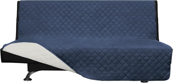 Easy-Going Reversible Couch Cover, Large Futon Sofa, Dark Blue/Ivory | Machine by Easy-Going