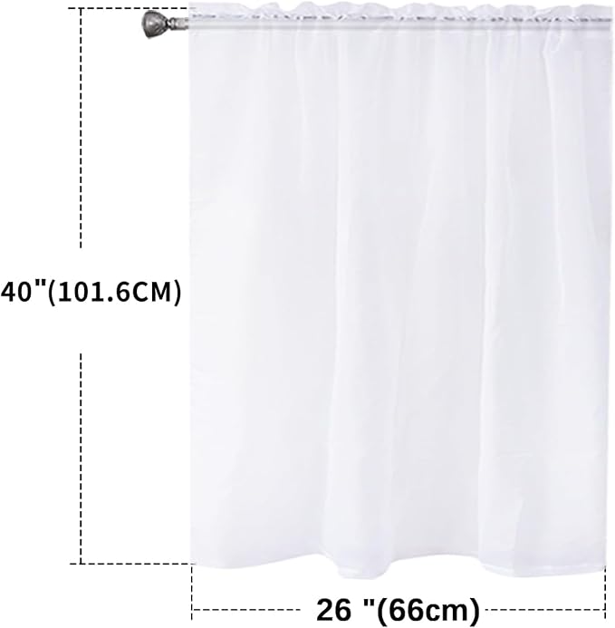 SpaceDresser White Kitchen Sheer Valance Curtains 40 Inch, Voile Sheer Cafe - Image 2