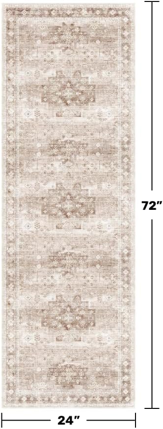 Boho Long Bathroom Runner Rug 24 x 72 Washable Non Slip - Image 2
