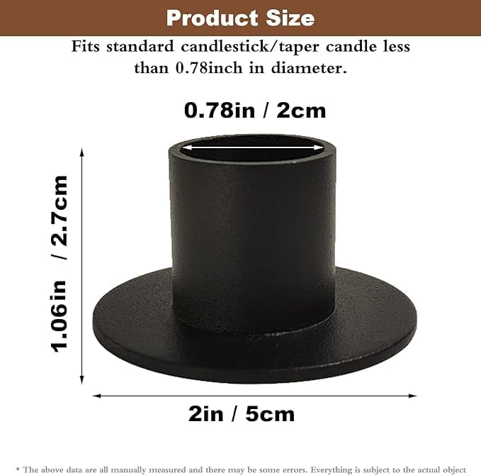 Gute Taper Candle Holder, Candle Holders for Pillar Candles, Matte Black Candlestick Holder Centerpieces for Home Decoration, Wedding Anniversary, Party, Housewarming Gifts,Set of 8,Round