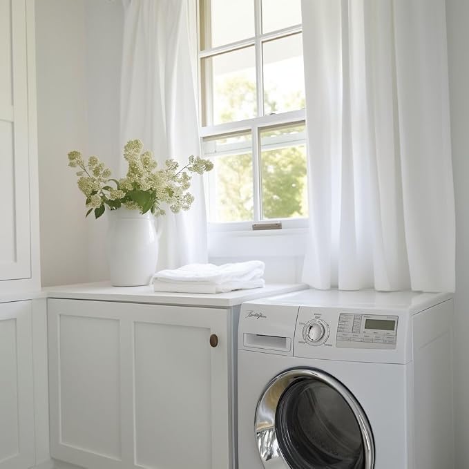 48 Inch Length White Linen Semi Sheer Curtains - Image 8