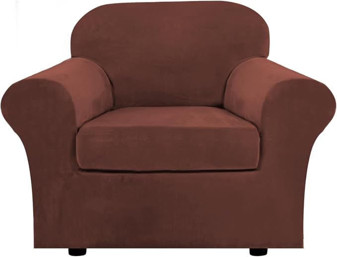 H.VERSAILTEX Rich Velvet Stretch 2 Piece Cover Chair Slipcover Sofa Cover by HVERSAILTEX