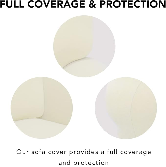 PureFit Stretch Couch Covers for Sofa 4 Seater Slipcovers Ivory | 1-Piece Sofa - Image 3