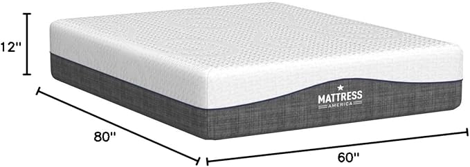 Queen Mattress America Revive Gel Memory Foam Mattress Fiberglass Free, 12 Inch , Queen