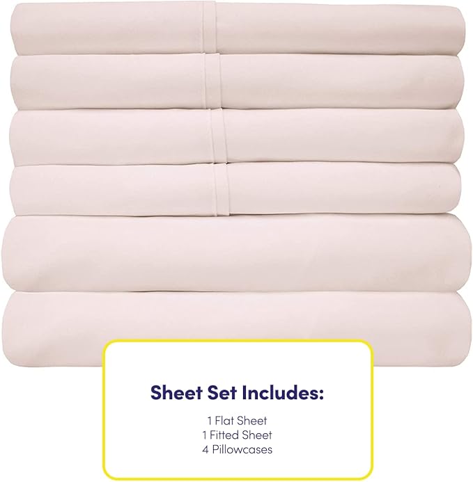 Cal King Size Bed Sheets - 6 Piece 1500 Supreme Collection Fine Brushed Microfiber Deep Pocket California King Sheet Set Bedding - 2 Extra Pillow Cases, Great Value, California King, Pale Pink