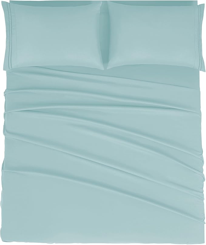 Mejoroom King Size Sheet Set - Soft Microfiber Bed Sheets,Deep Pocket Fitted Sheet, Soft, Breathable, Wrinkle & Fade Resistant - 4 Piece (King, Grayish Green)